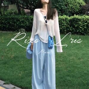 RIXO LRIS法式防晒冰丝罩衫套装女夏季慵懒风高级感山本裤两件套