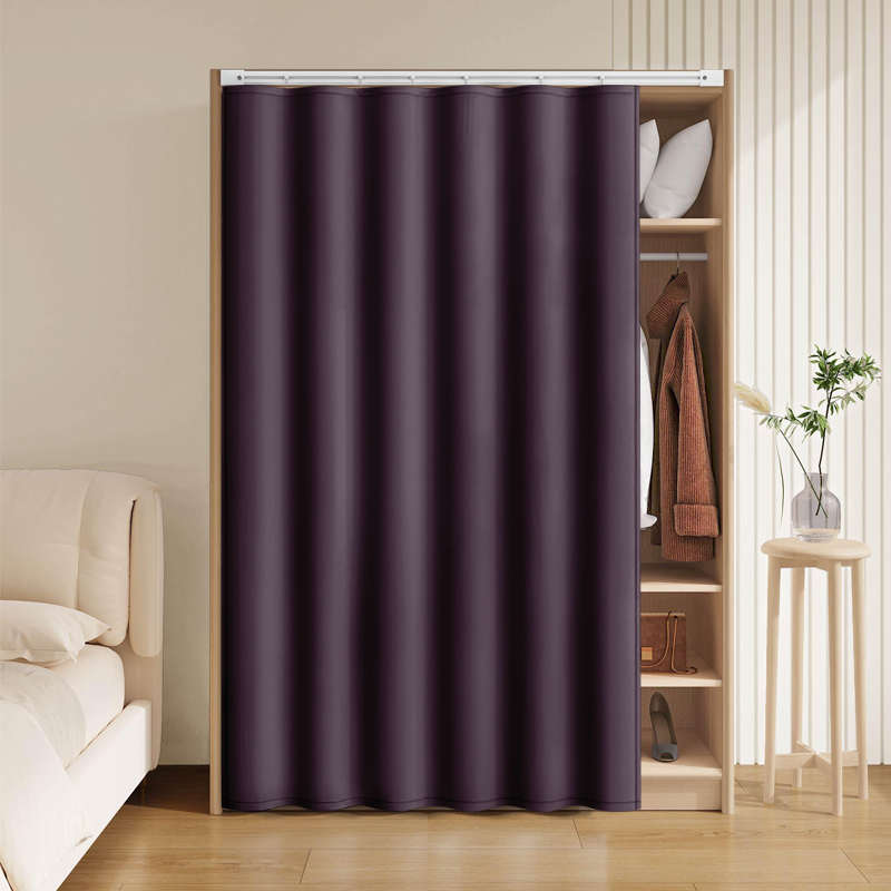 纯色无门衣柜遮挡帘滑轨式防尘门帘白色柜子遮丑帘子免打孔自粘式