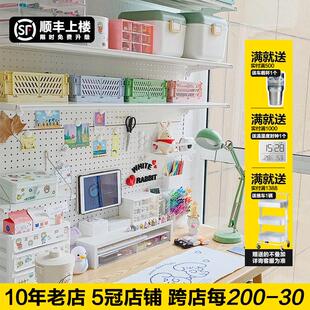 贫穷美学五金货架少女书桌书架组合租房洞洞板架子落地置物架