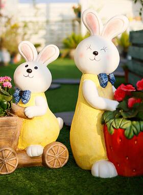 庭院太阳能兔子装饰摆件户外花园阳台灯造景布置别墅草坪艺术动物