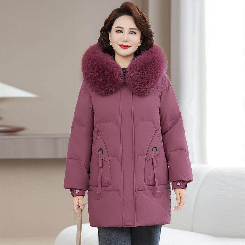 正品新1188807厚款冬季老外年人女装妈妈白鹅绒羽绒中服中式加保