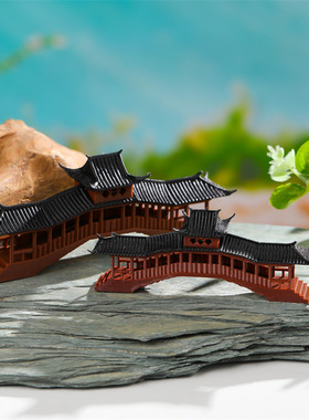 微景观摆件鱼缸造景盆景假山凉亭古建配件微景观国风树脂仿真摆件