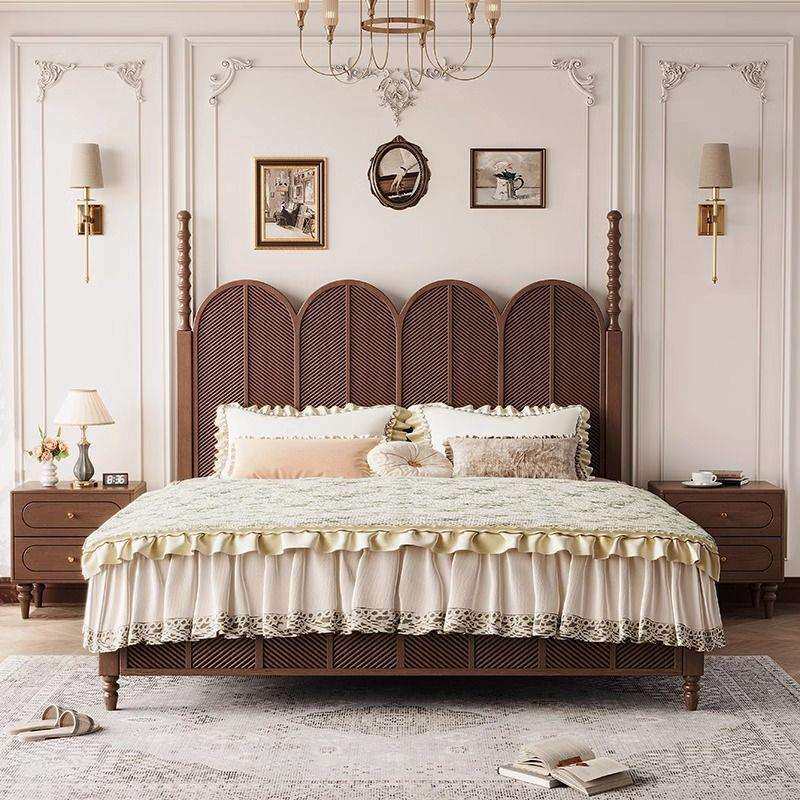 中古风法式床箱式床储物床1米8双人床复古床1米5美式床高箱气压床