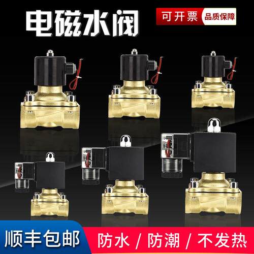 防水常闭铜电磁阀控制水阀开关AC220V气阀DC24V12V 水管4分6分1寸