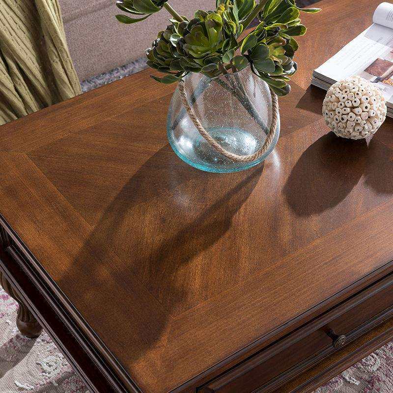 美式乡村实木茶几复古储物柜客厅茶几电视柜组合简约小户型茶桌