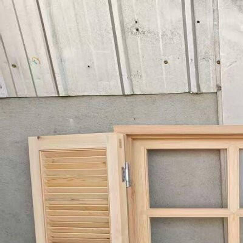 实木百叶窗松木折叠百叶窗玻璃格子装饰门窗定制提拉窗平开推拉窗