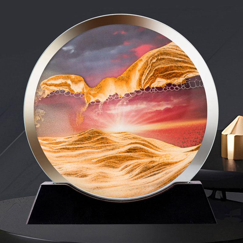 新款创意双面流沙画 画摆件七彩3d立体动态沙漏解压绝美山水客厅