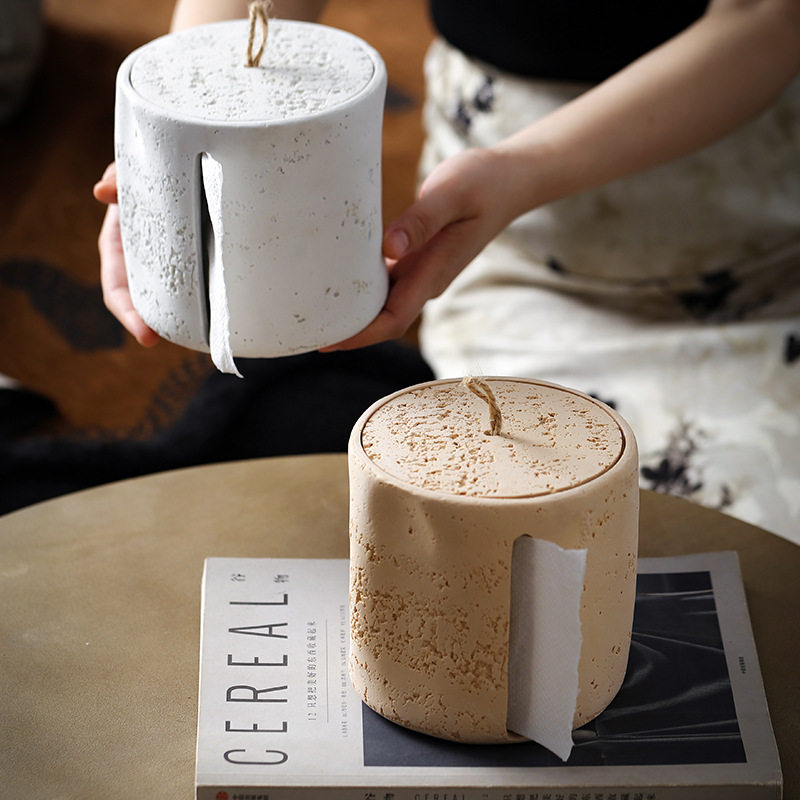 洞石卷纸盒桌面纸巾抽纸盒家用客厅高档轻奢圆形卷纸筒卫生间厕所,收纳整理,纸巾盒,淘宝优惠券,粉丝福利购,淘宝优惠卷