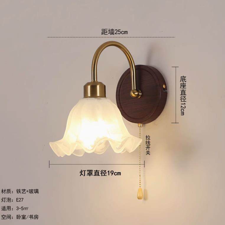 北欧床头壁灯南瓜玻璃灯个性网红卧室创意led灯室内胡桃家用