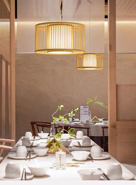 新中式吊竹艺竹编藤餐厅客厅VND茶楼民宿过道关日式灯编灯笼玄灯