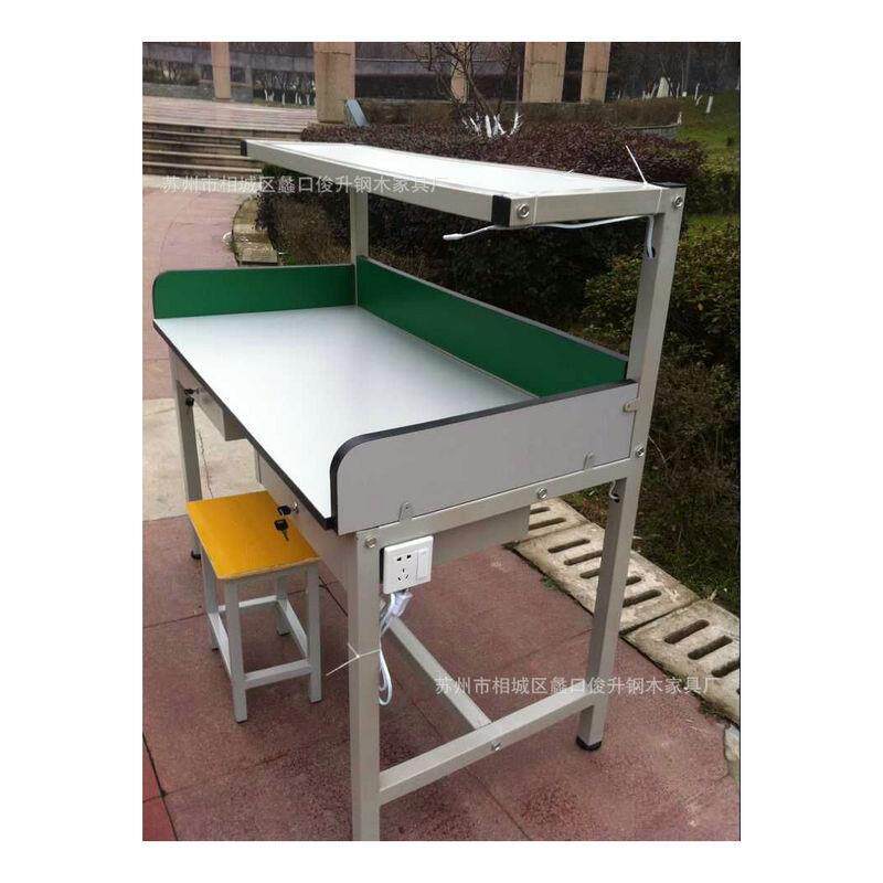 苏州厂家防静电带灯检品桌操作台车间流水工作台维修桌检品桌