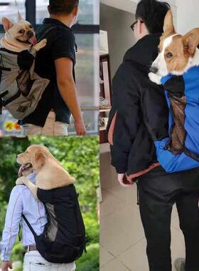 E家~骑行宠物狗狗揹包中大型犬柴犬柯基金毛法斗外出行骑车双肩包