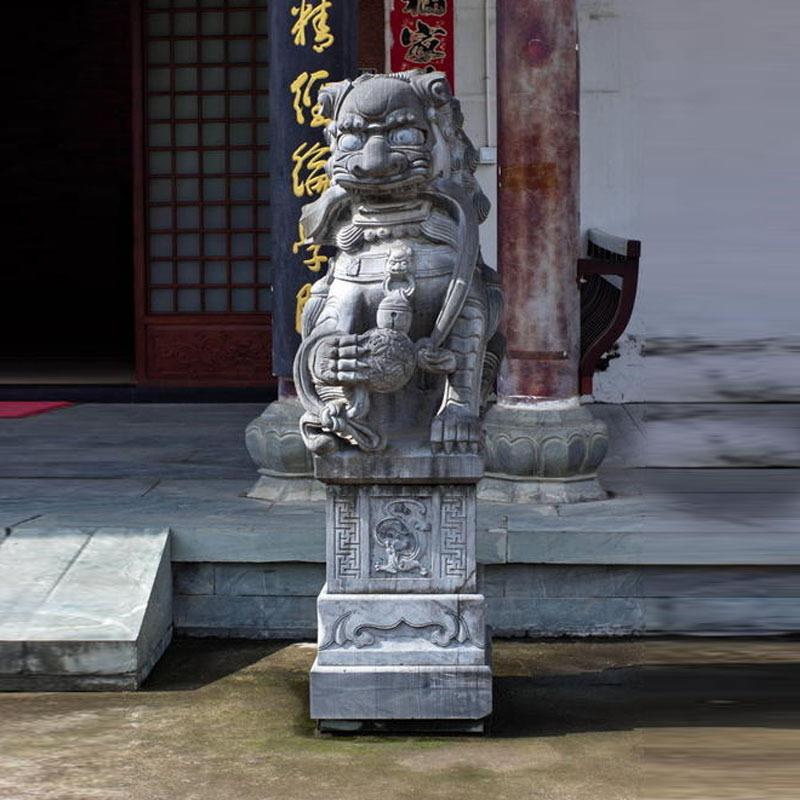 厂家供应仿古徽雕石狮子宅门口摆饰石雕狮子