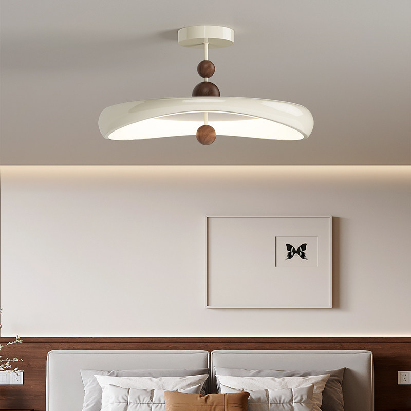 卧室灯中古侘寂风木纹吸顶灯创意奶油风护眼主卧书房间灯中山灯具,家装灯饰光源,智能吸顶灯,淘宝优惠券,粉丝福利购,淘宝优惠卷