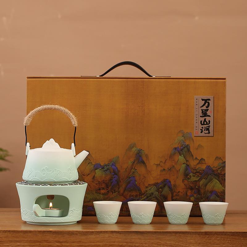 仿古温茶炉陶瓷茶具蜡烛台加热保温底座家用客厅煮茶套装中式礼品