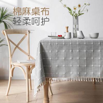 桌布亚麻花边桌布长方形餐桌