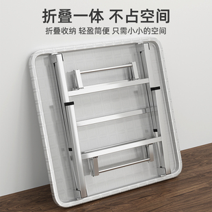 不锈钢可折叠f桌子正方形简易折叠桌家用小户型餐桌吃饭方桌饭桌