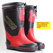 超大管周长加脂肪加尺寸男子棉羊毛衬里温暖防滑轻量级男子雨靴雨