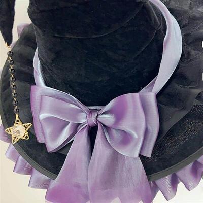 Halloween Party Witch Hat Costume Bowknot Large Black Crooke