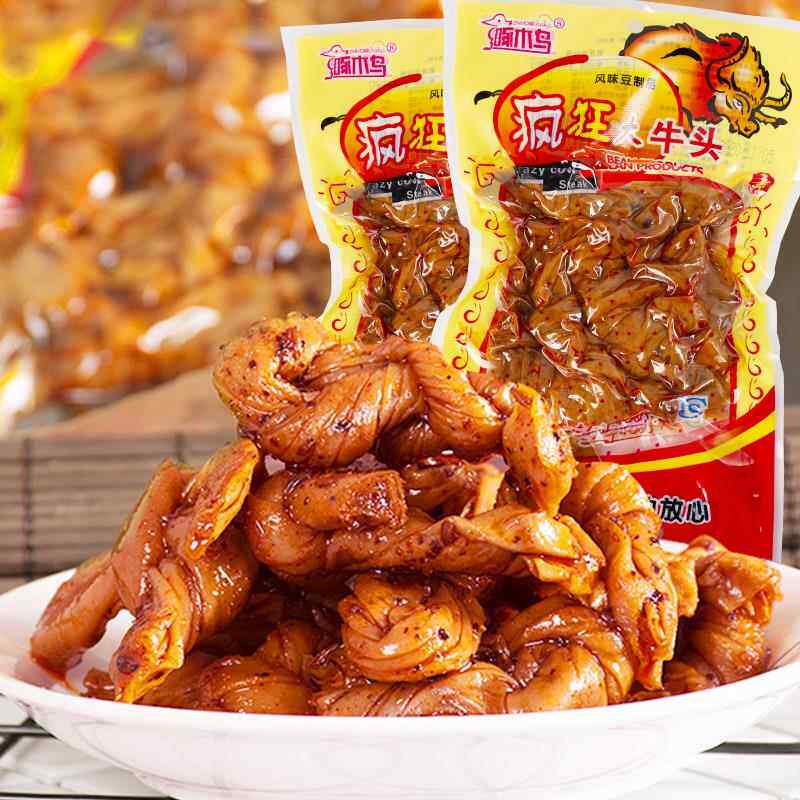 疯狂牛头风味豆制品素肉辣条豆筋结咸辣味牛筋小吃麻辣儿时零食