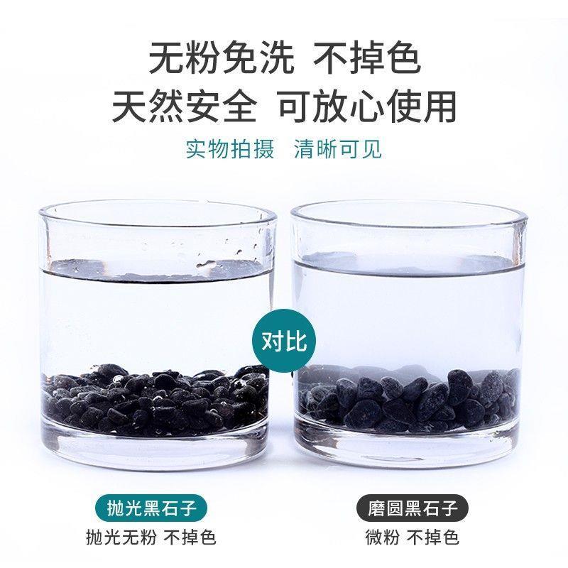 子黑色精抛光小石鹅卵石石头花缸QTV景盆鱼造装饰铺路天然圆润石