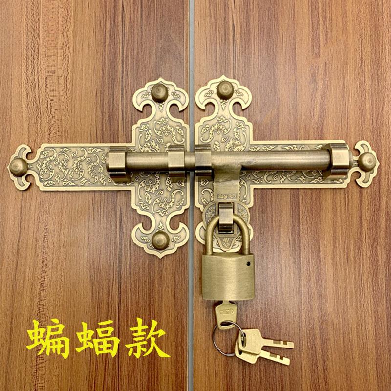 中式门锁纯铜插销门栓锁扣老式门搭扣木门加厚全铜插销免打孔插销