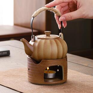 围炉煮茶器茶壶套装碳炉泡茶壶侧把壶粗陶提梁壶陶瓷壶防柴烧壶