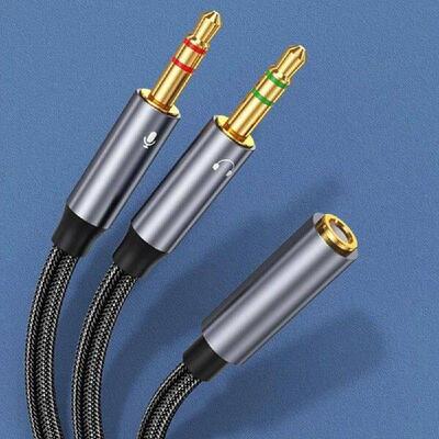 Headphone Audio Splitter Cable Female To 2 Male 3.5mm Jack