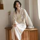 薄款 日系女士睡衣纯棉纱布睡袍夏季 睡裙中国风汉服刺绣浴袍汗蒸服