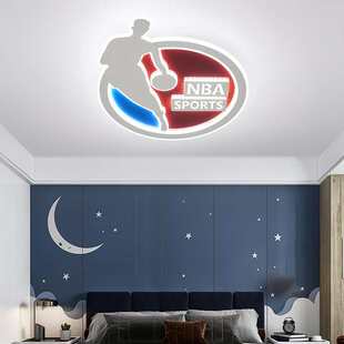 创意卧室男孩蓝球灯卡通灯吸顶灯北欧护眼新款简约房儿童房间led
