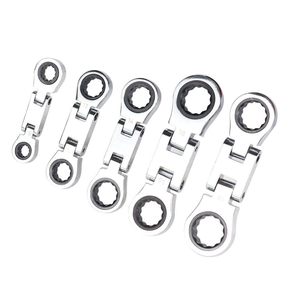 5件套 迷你双活动头棘轮扳手组套8*10-12*13-14*15-16*18-17*19mm