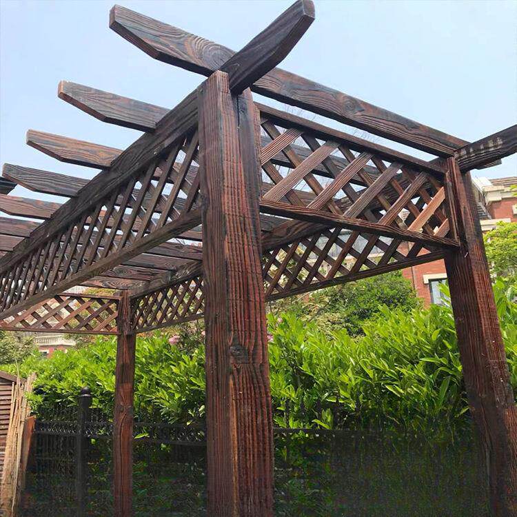 碳化木葡萄架防腐木长廊庭院葡萄架户外葡萄架走廊阳台简易花架子