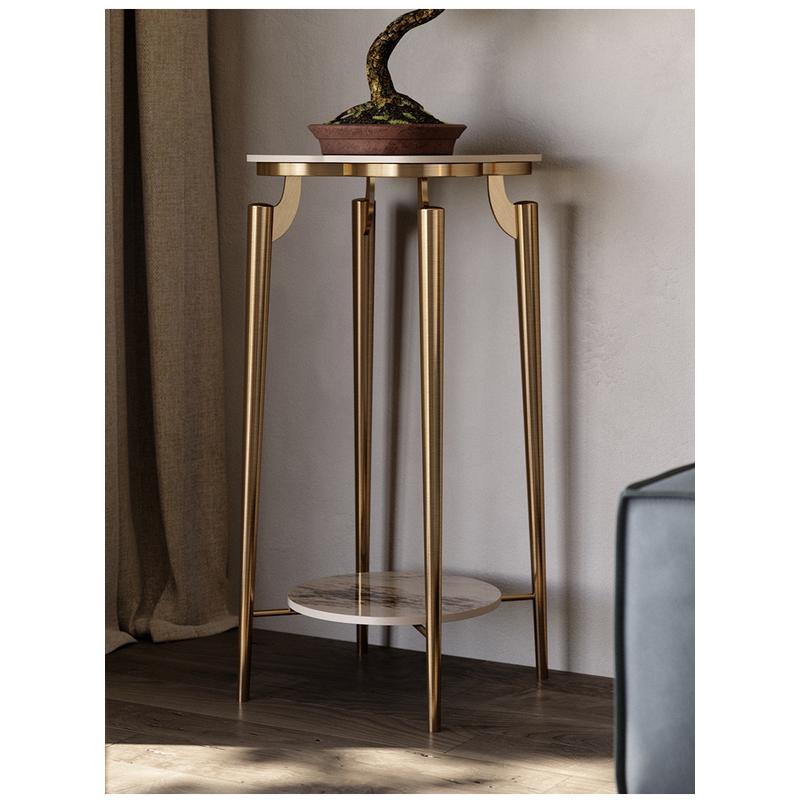 轻奢岩板花架铁艺客厅室内装饰摆件架落地玄关阳台多层花盆置物架