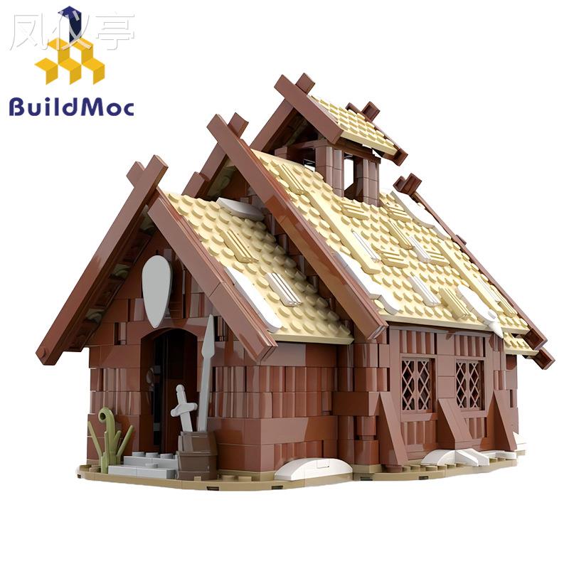 BuildMoc儿童积木拼搭房屋玩具MOC-96080；维京建筑维京宴会厅