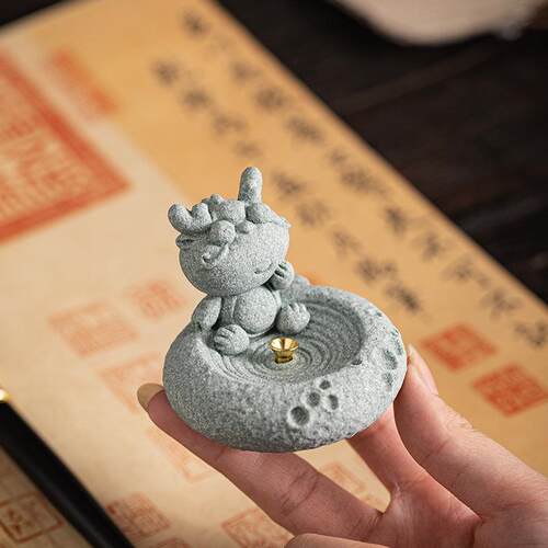 国潮青砂文创十二生肖香插办公桌面家居装饰品茶宠摆件线香托香座
