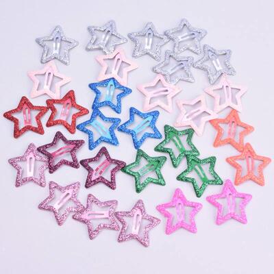 20pcs/lot 3CM Mini Star Hair Clip Kids Glitter Metal Hair Cl
