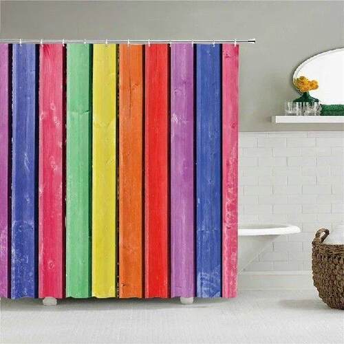 Colorful Rainbow Stripes Pattern Shower Curtain Bathroom