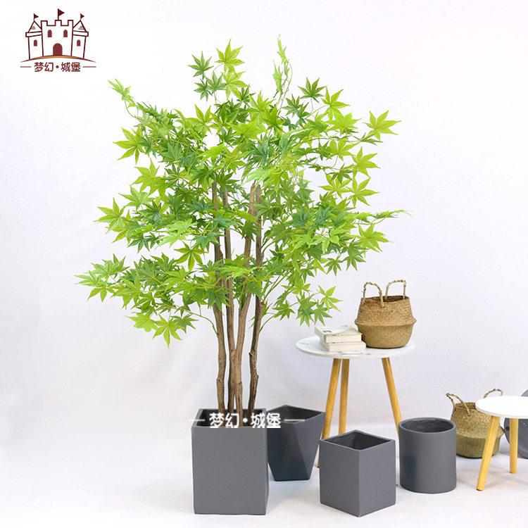 仿真枫树盆栽室内商场橱窗装饰盆景摆件绿枫仿真植物落地塑料假树