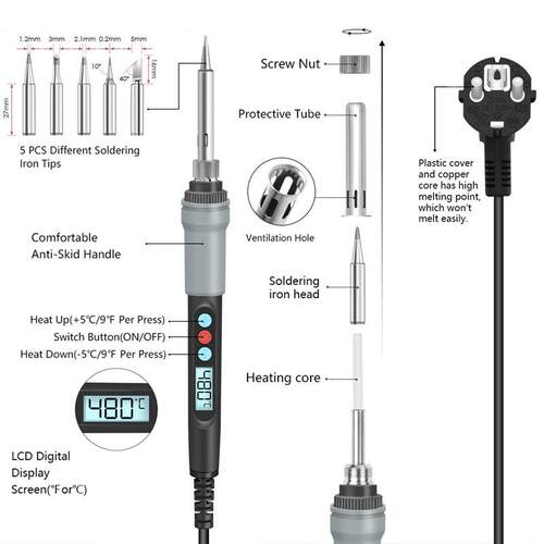 220V 90W LCD电烙铁908S可调温度焊铁 烙铁 数显电烙铁 数字烙铁