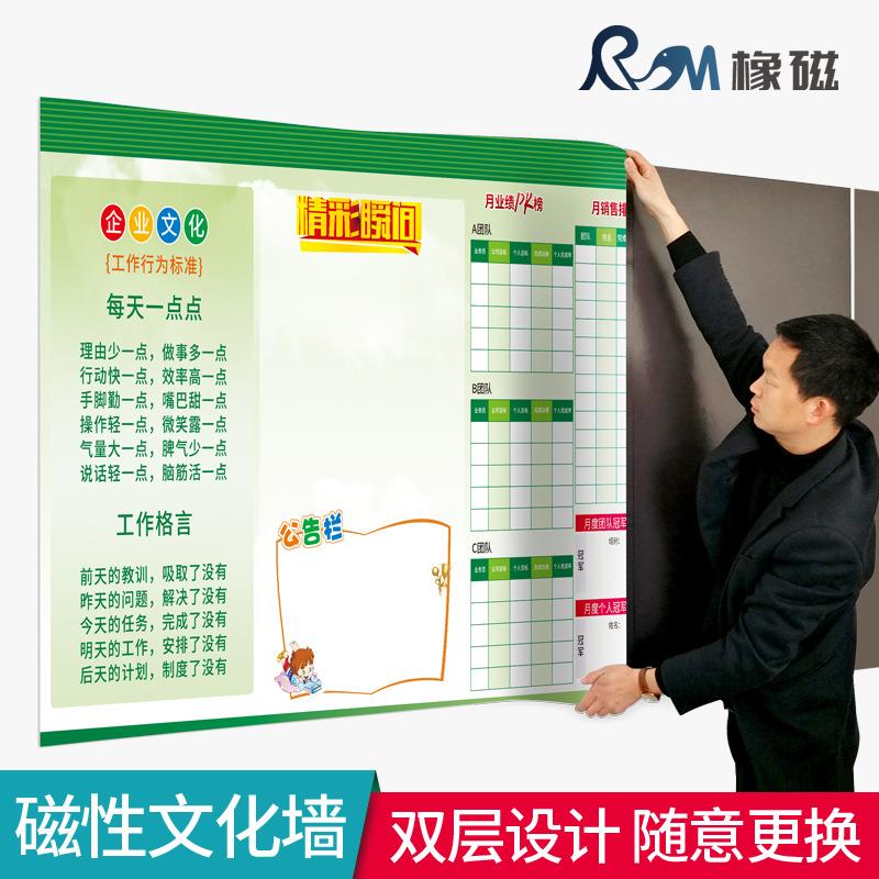 磁性双层文化墙定制白板贴展板宣传栏龙虎榜业绩榜公告栏员工风采