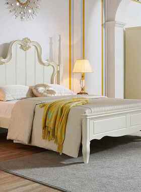 轻.奢欧2式全实木女孩主床18米女生卧室SII白色.0公单人儿童床