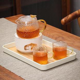 暖茶炉煮茶烛台 温茶炉蜡烛加热保温陶瓷底座带托家用玻璃茶壶日式