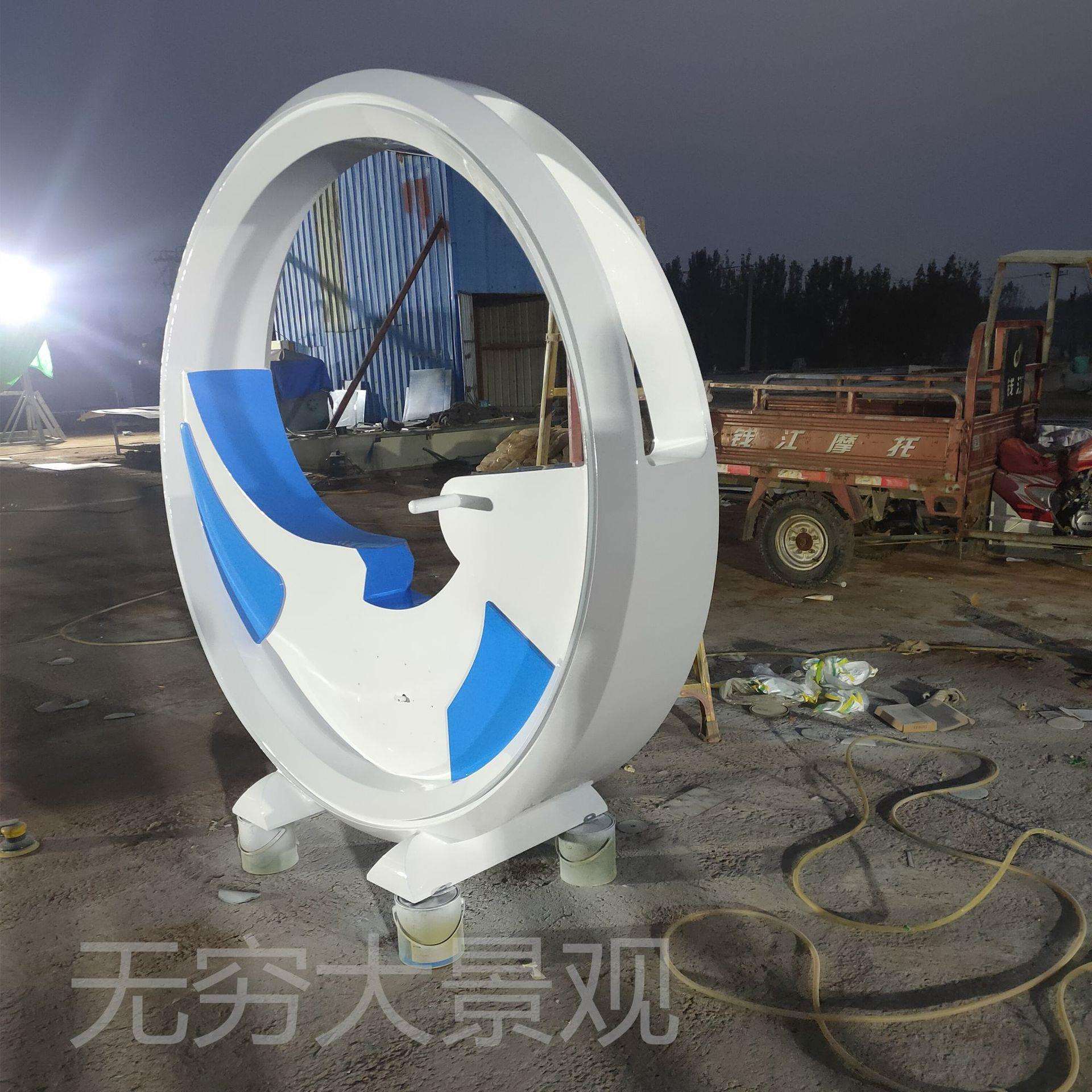 无动力自行车水车新中式生态湿地滨水公园广场小游园景观互动模型