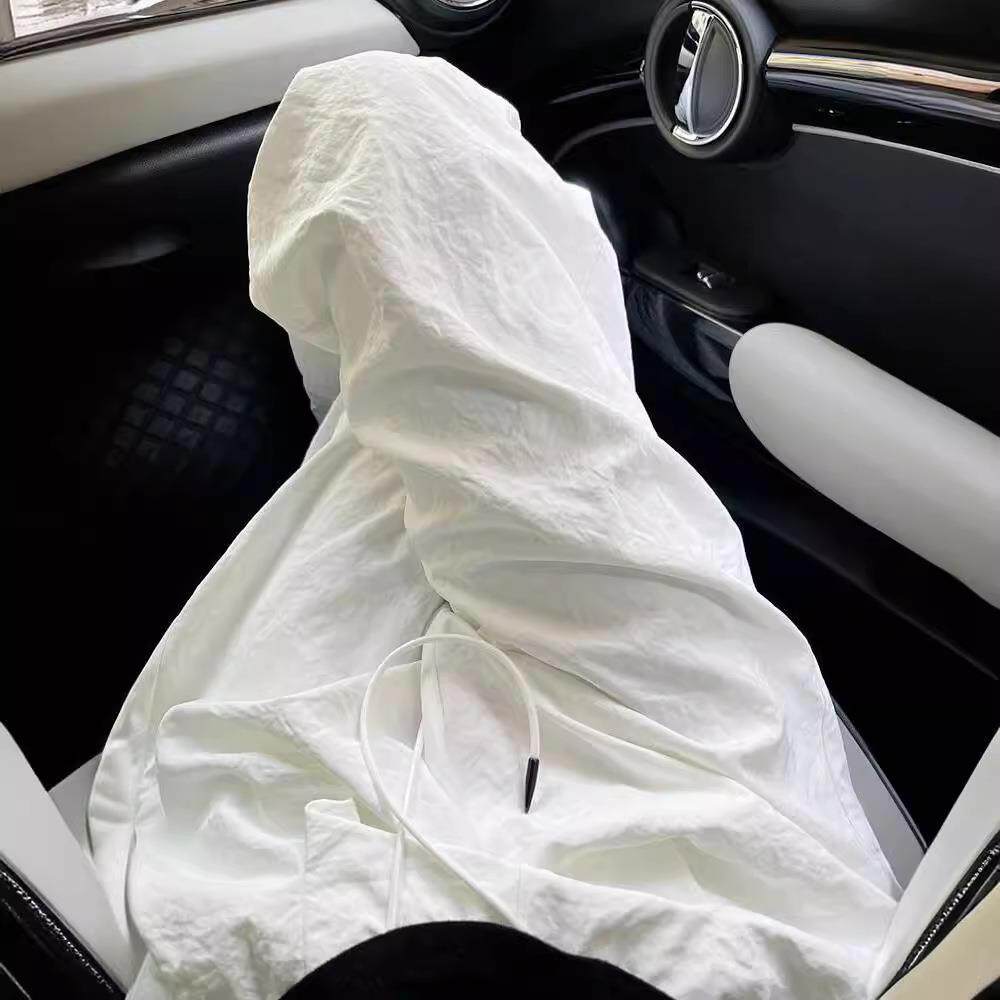 白色弯刀运动裤女夏季薄款宽松慵懒松弛感山本裤小个子冰丝阔腿裤