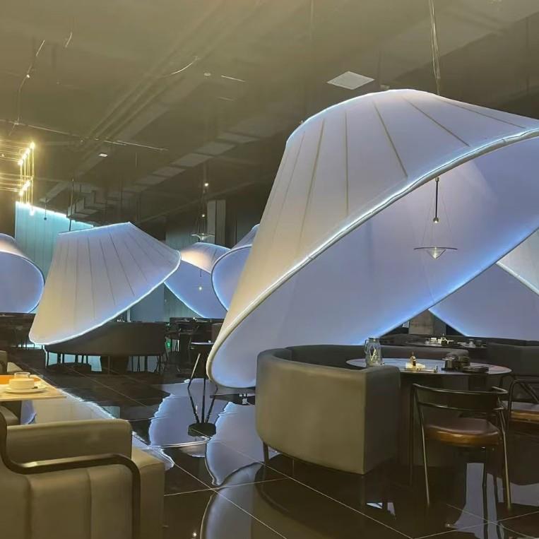 设计师咖啡馆吊灯酒店餐厅烤肉火锅店餐桌圆形布艺灯中式茶楼灯具