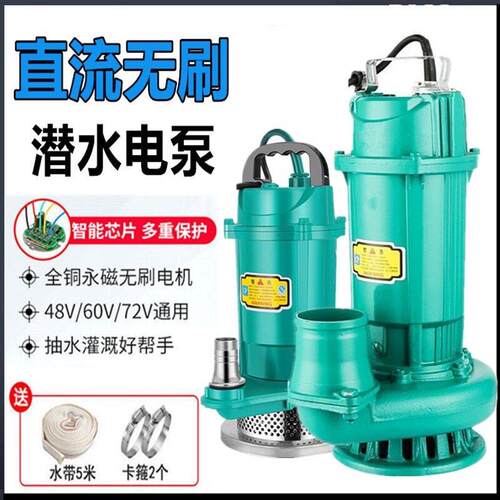 大流量无刷直流潜水泵48v60v72V浇菜3寸4寸小型电动车抽水泵