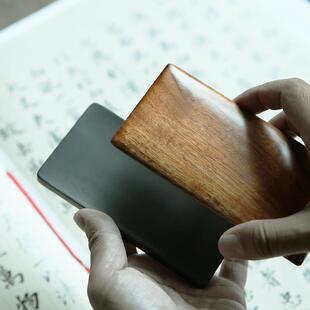 高档器曰新品云间砚五寸歙砚龙尾砚笔添纯手工木带方形盒文房四宝