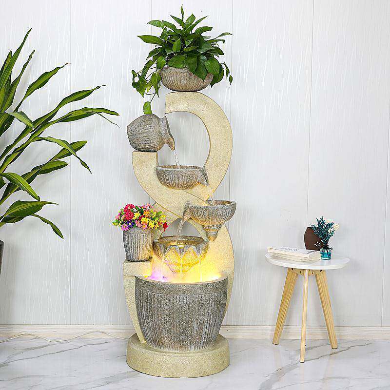 流水生财摆件客厅欧式喷泉水循环落地家居装饰品办公室招财加湿器