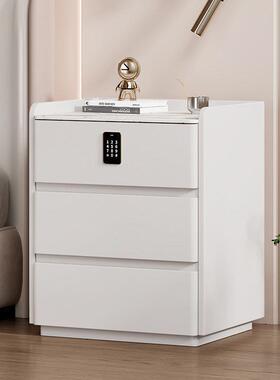 约HAF全实木头柜简现代轻卧室收床纳柜三抽落地床边柜奢奶油风储