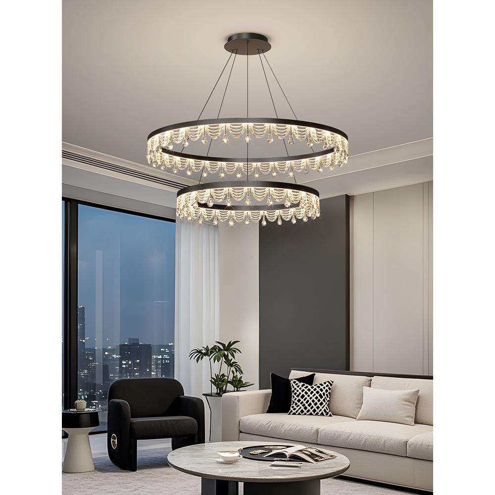 意式轻奢客厅吊灯现代简约2025新款大气感水滴纹创意客厅主灯